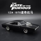 Toy 1:24 Fast&Furious 1970 matte Black Dodge Charger Car Model Diecast Horses Muscle