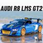 1:24 AUDI R8 GT2 LMS Blue Racing Car Model Diecasts Toy Vehicles Sound And Light Pull Back