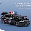 1:24 BMW M8 MH8 800 Black police car Model Diecast Metal With Sound and Light Simulation