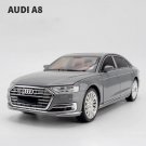 1:24 Audi A8 grey Luxury Car Model Alloy Diecasts Vehicles Sound and light Pull Back Toys