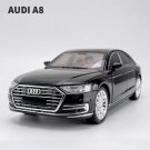 1:24 Audi A8 black Luxury Car Model Alloy Diecasts Vehicles Sound and light Pull Back Toys
