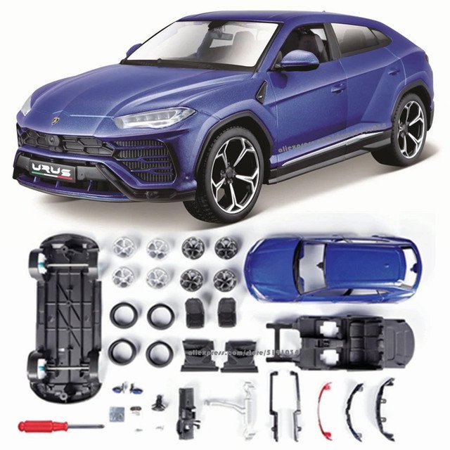 1:24 URUS blue assembled DIY die casting model car collection toy tools