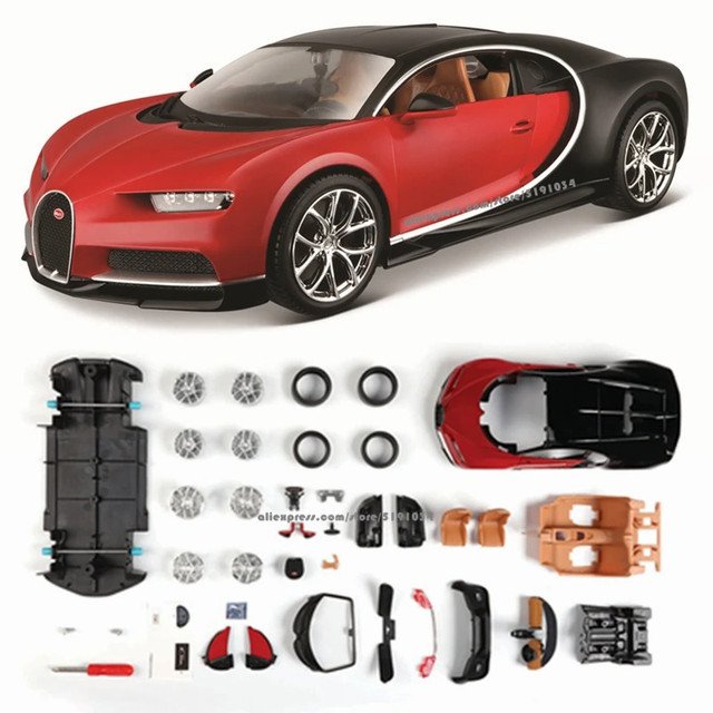 1:24 BUGATTI red assembled DIY die casting model car collection toy tools