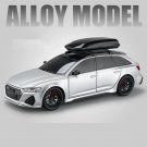 Toy 1/24 Audi RS6 silver Avant Station Wagon Alloy Car Model Metal Simulation Sound and Light