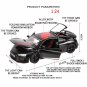 1:24 Audi R8 V10 black Diecast Alloy Model Car Miniature Metal Vehicle Supercar Toys