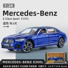 1:24 Mercedes Benz E300L Ecless Blue Sport Simulation car Model Sound Light Pull Back Toy