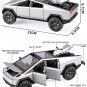 1:24 Tesla Cyberpunk Pickup Silver Truck Vehicle Model Simulation Sound And Light Pull Back