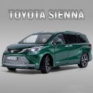 1:24 Toyota Sienna MPV Van Green Car Model Diecasts Vehicles Metal Sound and light Toy