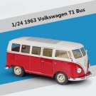 1:24 Volkswagen 1972 T1 White Red Alloy Car BUS Model Metal Toy Classic Simulation Toy