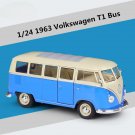 1:24 Volkswagen 1972 T1 White Blue Alloy Car BUS Model Metal Toy Classic Simulation Toy