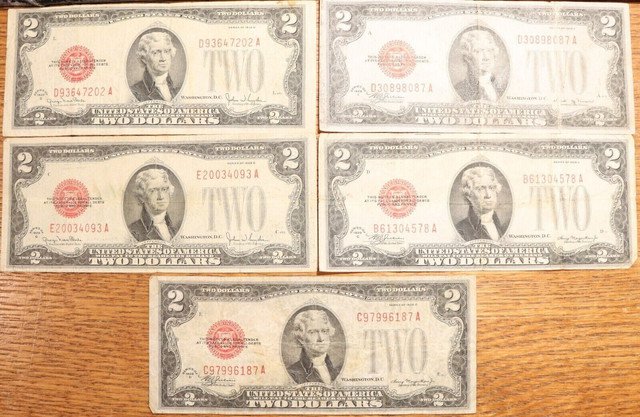 Authentic Bill Jefferson Dollars Certificate Two Old Note Money Rare 1928 $2 Red Seal