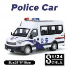 Metal Cars Toys Scale 1/24 IVECO Police Car white Alloy Model Vehicles Toy Sound and Light