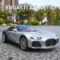Toy 1:24 Bugatti Atlantic Supercar Silver Blue Alloy Car Model Wheel Steering Sound and Light