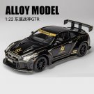 1:24 Skyline Ares Nissan GTR black Sports Car Model Racing Simulation Sound Light Toys