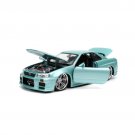 1:24 Brian 2002 Nissan Skyline GT R R34 green Super Cars Toys JDM Street Drift Metal Case