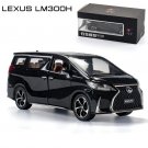 1:24 Lexus LM300H Black Diecast High Simulation Car Model Sound Light Toys 6 Doors Can Open