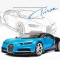 1:24 Bugatti Veyron Chiron Blue Alloy Car Model Sports Metal Vehicles High Simulation Toy