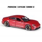 1:24 Porsche Taycan Turbo S red Alloy Car Model Die Casting Simulation Collection Toy