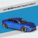1:24 Porsche Taycan Turbo S blue Alloy Car Model Die Casting Simulation Collection Toy