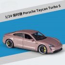 1:24 Porsche Taycan Turbo S pink Alloy Car Model Die Casting Simulation Collection Toy
