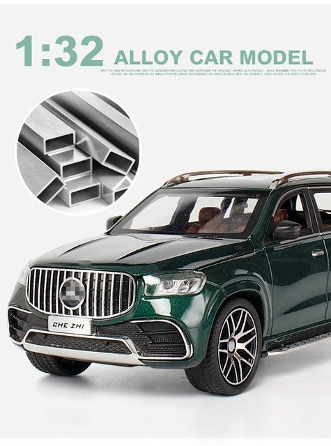 1:24 Maybach GLS GLS63 green Luxy Car Model Diecast Toy Sound And Light High Simulation
