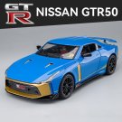 1:24 Nissan GTR50 Ares blue Car Model Alloy Diecasts Metal Toy Sound and light Collection