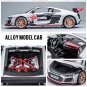 1/24 AUDI R8 white Racing Car Toy Model Diecasts Sports Vehicles Simulation Sound and Light