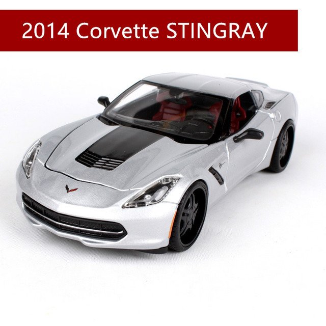 1:24 2014 Corvette Stingray silver Simulation Alloy Car Model Crafts Tools Collection Toy