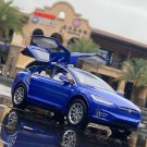 1:24 Tesla Model X Blue Car Alloy Model Diecast Simulation Toy Vehicles Sound and Light