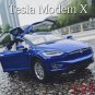 1:24 Tesla Model X Blue Car Alloy Model Diecast Simulation Toy Vehicles Sound and Light