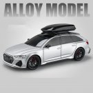 1/24 Audi RS6 Avant Station Wagon Silvery Car Racing Model Diecast Sound and Light Toy