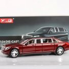 1:24 Maybach S600 Lengthen Zinc Red Car Model Diecast High Simulation Sound And Light Toy