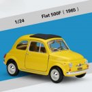 Scale 1:24 Fiat Nuova Fiat 500 yellow Car Model Alloy Metal Toy Simulation Miniature