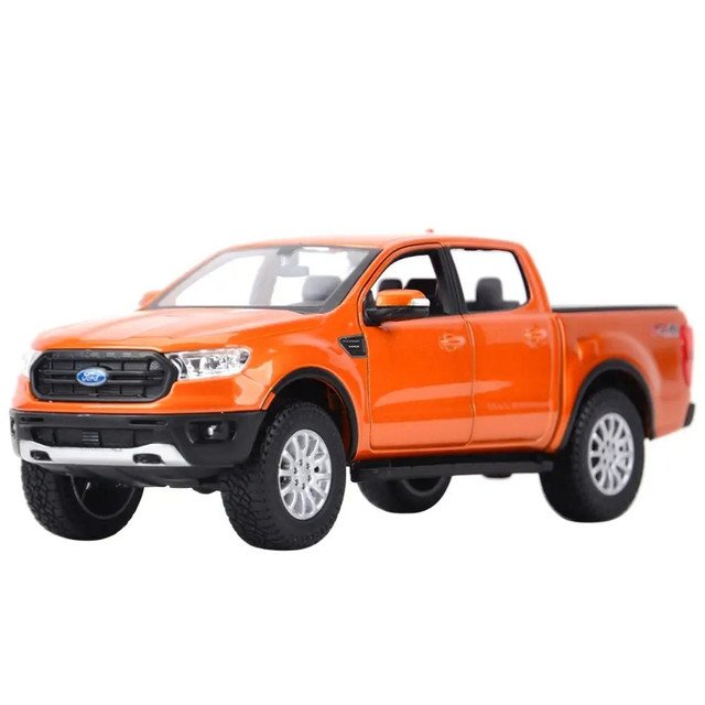 1:27 2019 Ford Ranger Static orange Car Die Cast Vehicles Collectible Model Toys