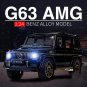 1/24 G63 G65 SUV Matter Black Car Model Alloy Diecast Vehicle Simulation Sound Light Toy