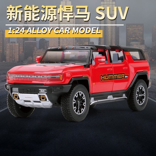 1:24 Hummer EV SUV red Car OffRoad Alloy Toy Metal Collection Model Sound And Light