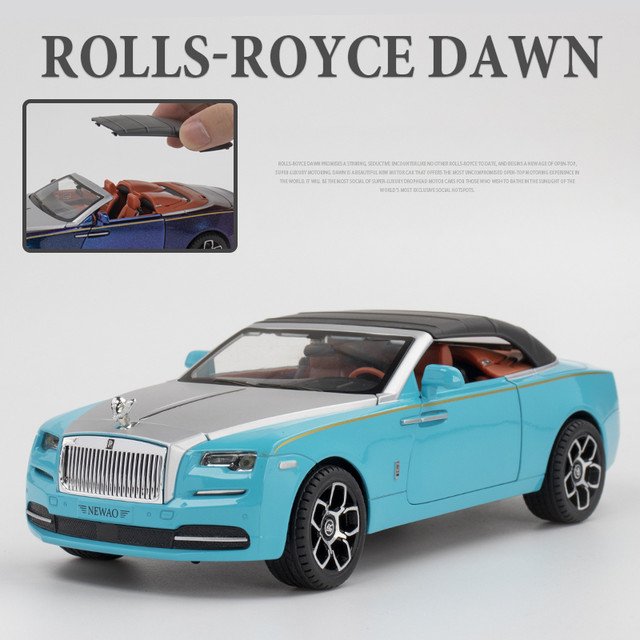 1:24 Rolls Royce Dawn Spofec blue Car Alloy  Diecasts Toy Model Sound and light Pull back