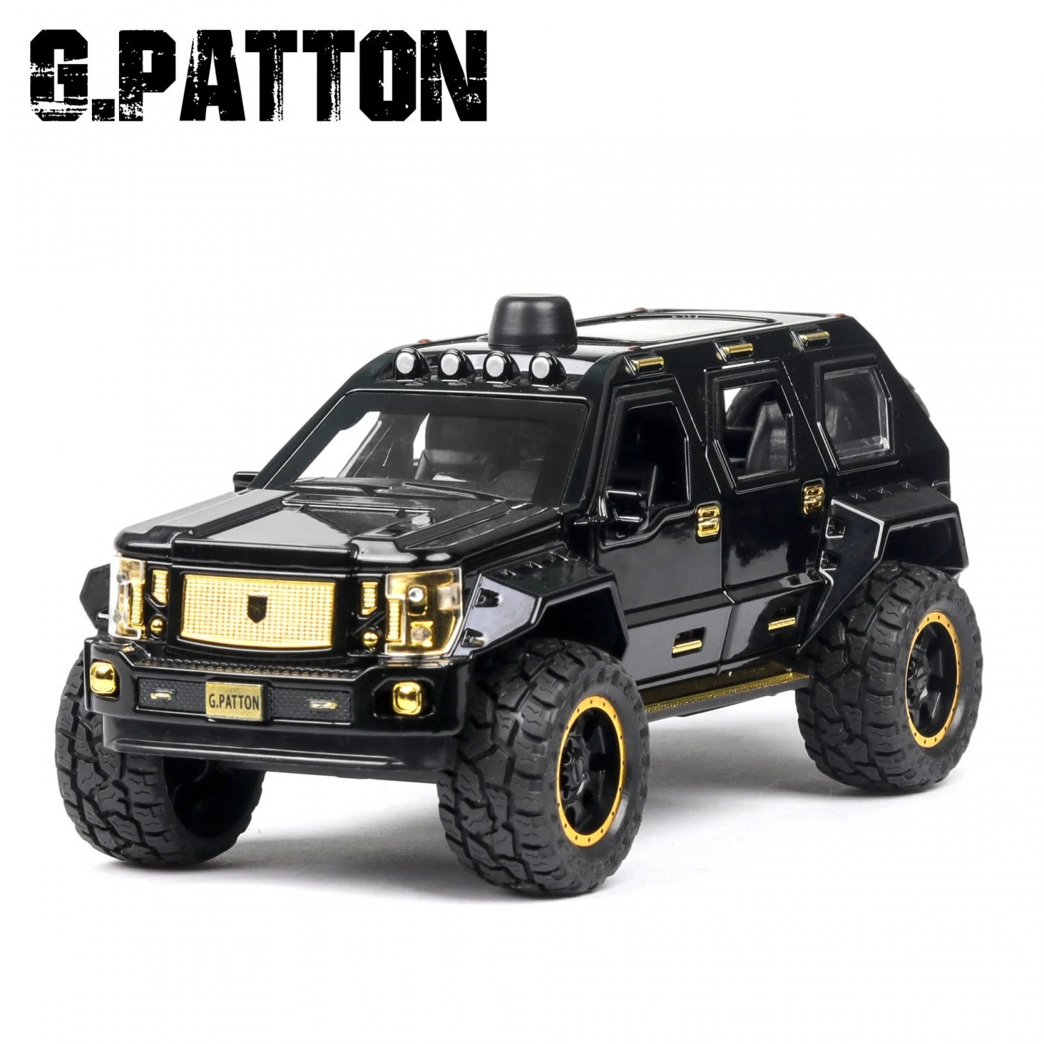 1:24 G.PATTON black Car Alloy Model Die Cast Pull Back Children's Toy Collectibles