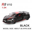 Audi R8 V10 Diecast 1:24 Alloy Model Black Car Miniature Metal Vehicle Supercar Racing Toys