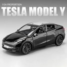 1:24 Tesla Model Y Black Car Model Alloy Die Cast Toy Sound and Light Collectibles Toy