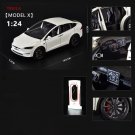 1:24 Tesla Model X White Car Model Alloy Die Cast Toy Sound and Light Collectibles Toy