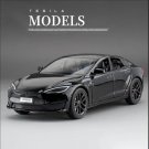 1:24 Tesla Model S Black Car Model Alloy Die Cast Toy Sound and Light Collectibles Toy