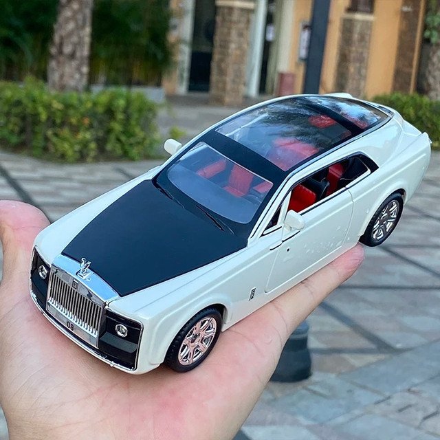 1:24 Rolls-Royce Sweptail White Car Alloy Model Diecasts Toy Vehicle Simulation Sound Light