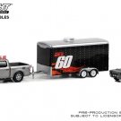 1:64 60 seconds 2020 Ford F 150 XL and 1967 Ford Mustang Closed Trailer of grey car models