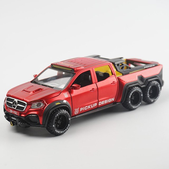 1:28 Benzs X Class 6x6 Tyre red Model Pickup Diecasts Metal Toy Simulation Sound Light