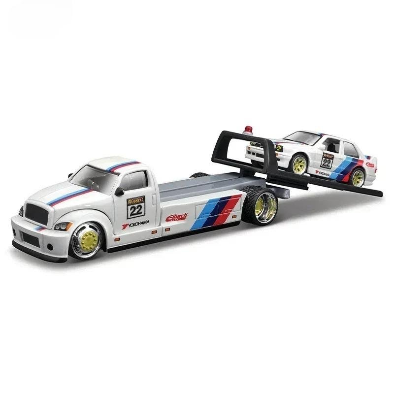 1:64 FLATBED 1988 BMW M3 E30 white car elite transport Die casting model collection toy
