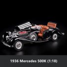 1:18 1936 Mercedes 500K black Classic car collection alloy model simulation Die casting toy