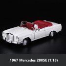 1:18 1967 Mercedes 280SE white Classic car collection alloy model simulation Die casting toy