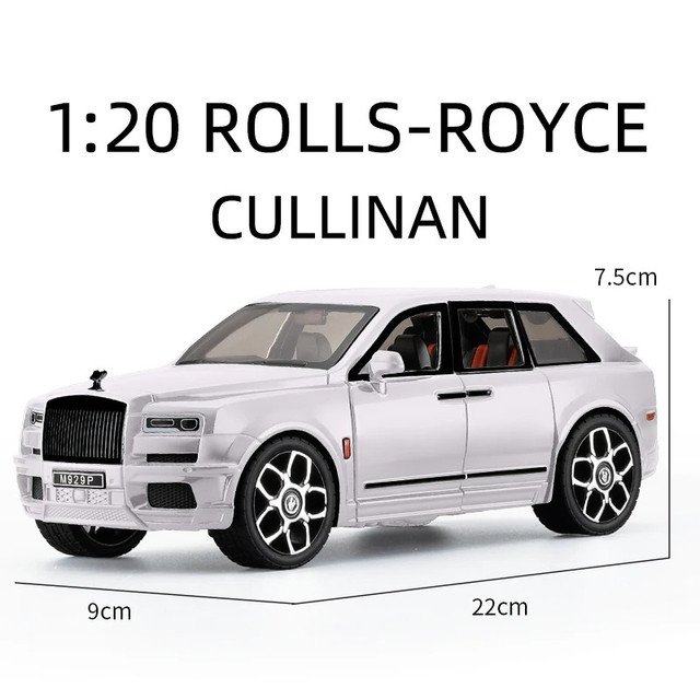 1:20 Scale Rolls Royce Cullinan SUV white Car Alloy Toy Simulation Sound Light