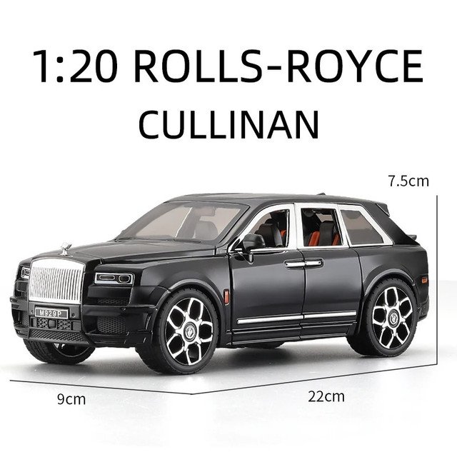 1:20 Scale Rolls Royce Cullinan SUV black Car Alloy Toy Simulation Sound Light